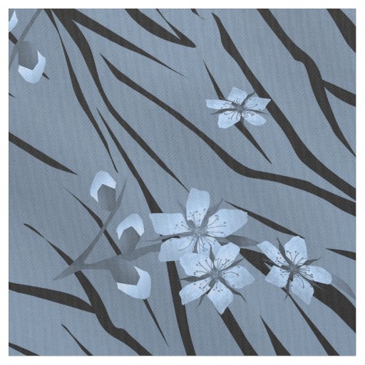 Floral, blue, tiger pattern fabric