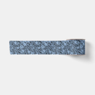Floral, blue, tiger pattern satin ribbon