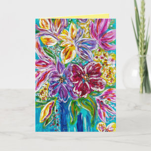 Floral "Blue Vase" Folded Greeting Card