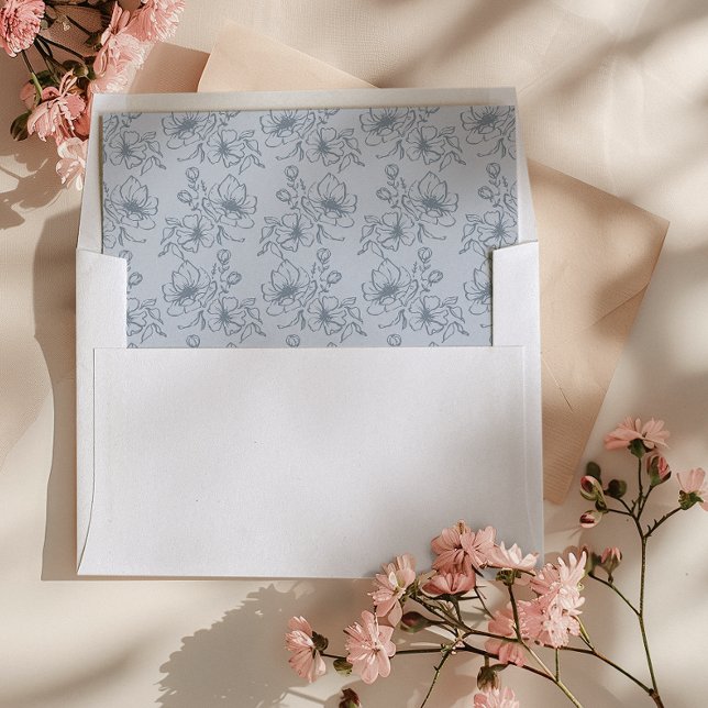 Floral Blue Vintage Envelope Liner (Floral Blue Vintage Envelope Liner
)