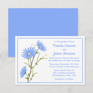 Floral Blue Wedding Daisy Spring Summer Flowers Invitation