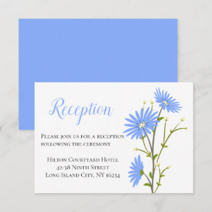 Floral Blue Wedding Reception Daisy Flowers Invitation