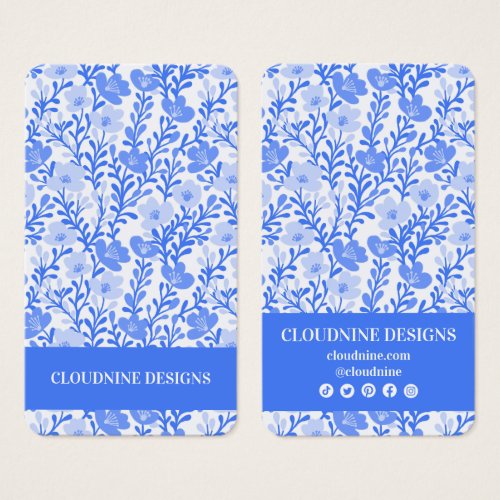 Floral Blue White Earring Jewelry Display Card