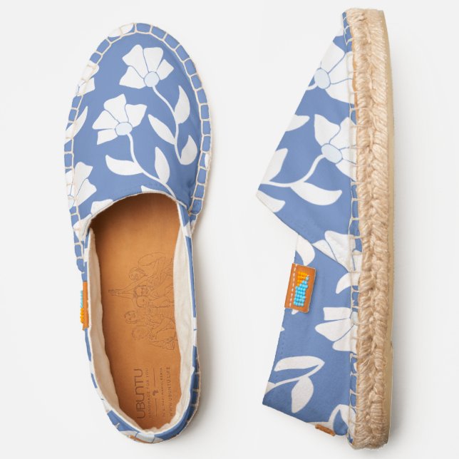 Floral Blue White Espadrilles (Side)