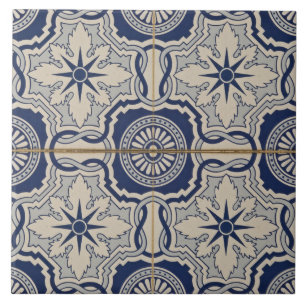 floral blue white Modern Portuguese azulejos Tile