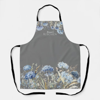 Floral Blue Wildflowers Personalized Apron