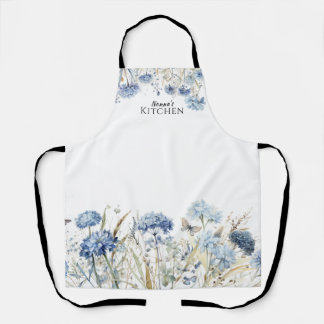 Floral Blue Wildflowers Personalized Apron