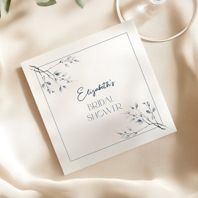 Floral Blue Winter Botanical Bridal Shower Napkins (Creator Uploaded)