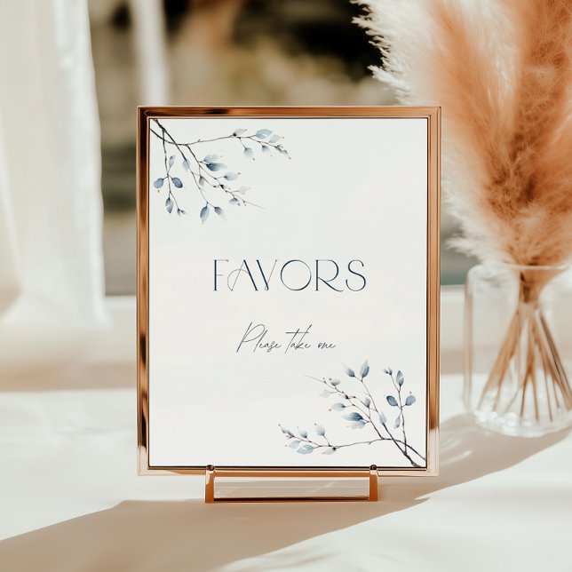 Floral Blue Winter Botanical Favors Poster (Creator Uploaded)