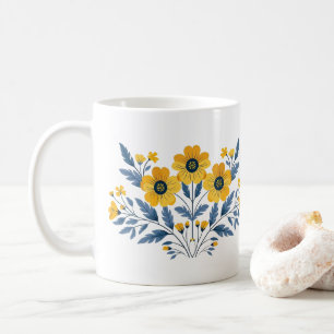 Floral Blue & Yellow Bouquet Coffee Mug