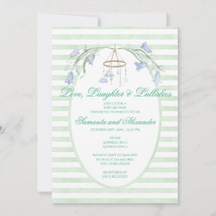 Floral Bluebell Mobile Celestial Mint Baby Shower Invitation