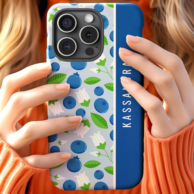 Floral Blueberry Custom Personalized Name Case-Mate iPhone Case (Creator Uploaded)