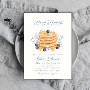 Floral Blueberry Pancake Baby Brunch Baby Shower Invitation