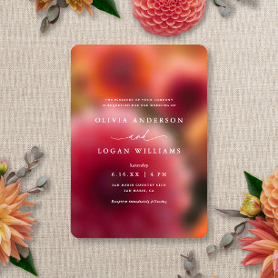 Floral Blur Modern Elegant Summer Autumn Wedding Invitation