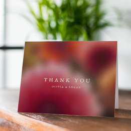Floral Blur Modern Elegant Summer Autumn Wedding Letterpress Thank You Card