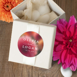 Floral Blur Modern Elegant Wedding Favor Classic Round Sticker