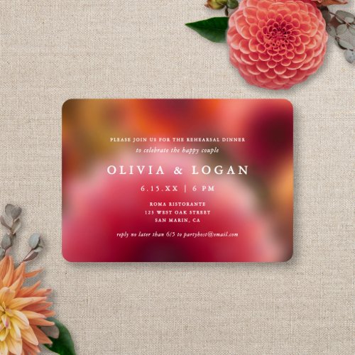 Floral Blur Modern Summer Autumn Rehearsal Dinner Invitation