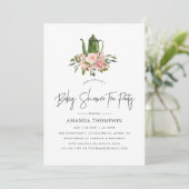 Floral Blush and Gold Baby Shower Tea Party Invitation (Standing Front)