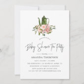 Floral Blush and Gold Baby Shower Tea Party Invitation (Front)