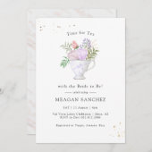 Floral Blush and Gold Bridal Shower Tea Party Invitation (Front/Back)