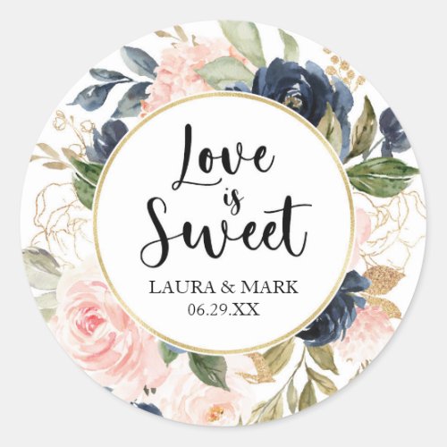 Floral Blush and Navy Love Is Sweet Sticker