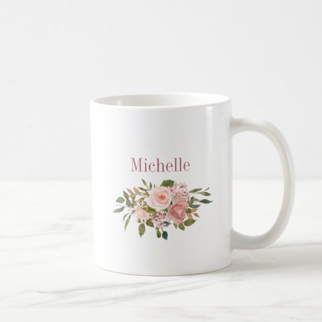 Floral Blush and Rose Gold Bridesmaid favor Coffee Mug (Right)