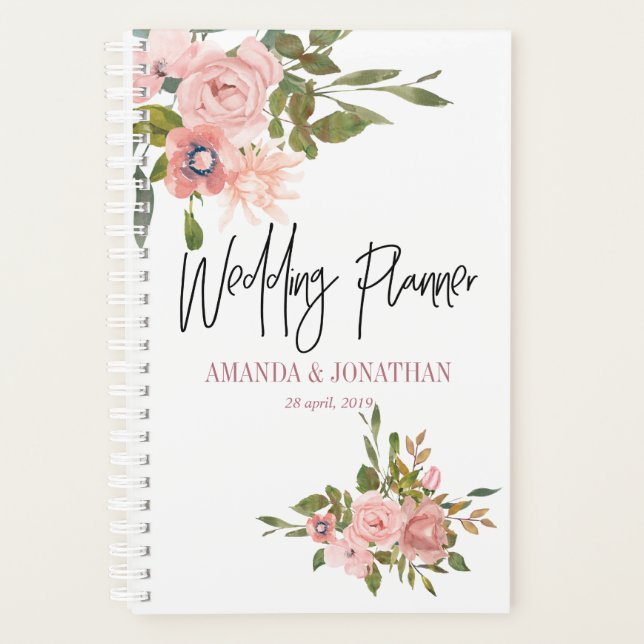Floral Blush and Rose Gold Wedding Planner (Front)