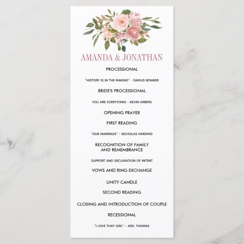 Floral Blush and Rose Gold Wedding Program