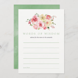 Floral Blush and Sage Baby Shower Advice for Mom Invitation
