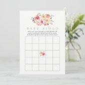 Floral Blush and Sage Baby Shower Baby Bingo Invitation (Standing Front)