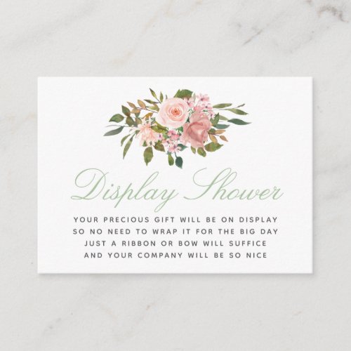 Floral Blush and Sage Baby Shower Display Shower Enclosure Card