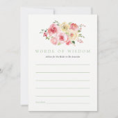 Floral Blush and Sage Bridal Shower Bride Advice Invitation (Front)