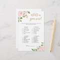 Floral blush baby shower what's in your purse game | Zazzle