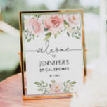 Floral blush bridal shower welcome poster<br><div class="desc">Floral roses bridal shower welcome Sign.
Matching items available.</div>