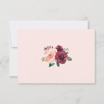 Floral Blush Burgundy Rose Border Wedding RSVP Card | Zazzle