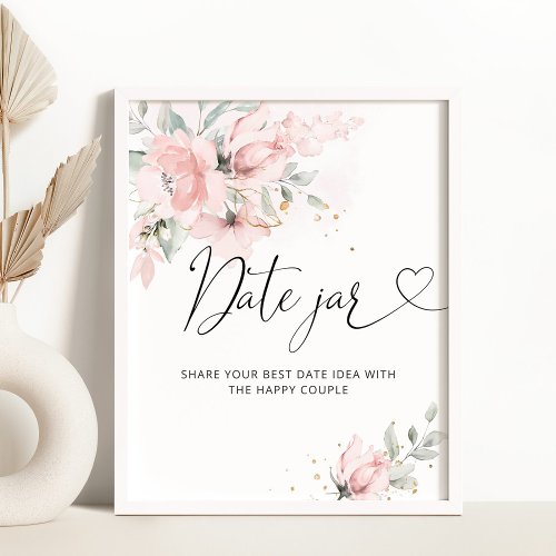 Floral blush date night ideas Date jar bridal Pos Poster