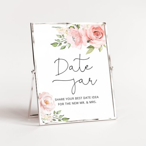 Floral blush date night ideas Date jar bridal Poster
