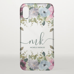 Floral Blush Fancy Initials and Name iPhone XS Case
