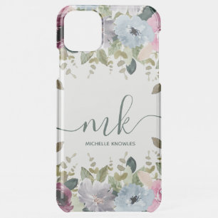 Floral Blush Fancy Initials and Name iPhone 11 Pro Max Case