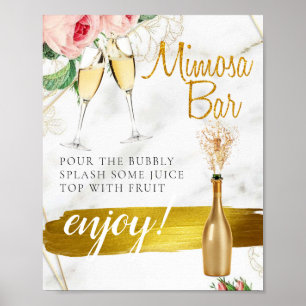 Floral Blush Foliage Bridal Brunch Mimosa Bar Sign