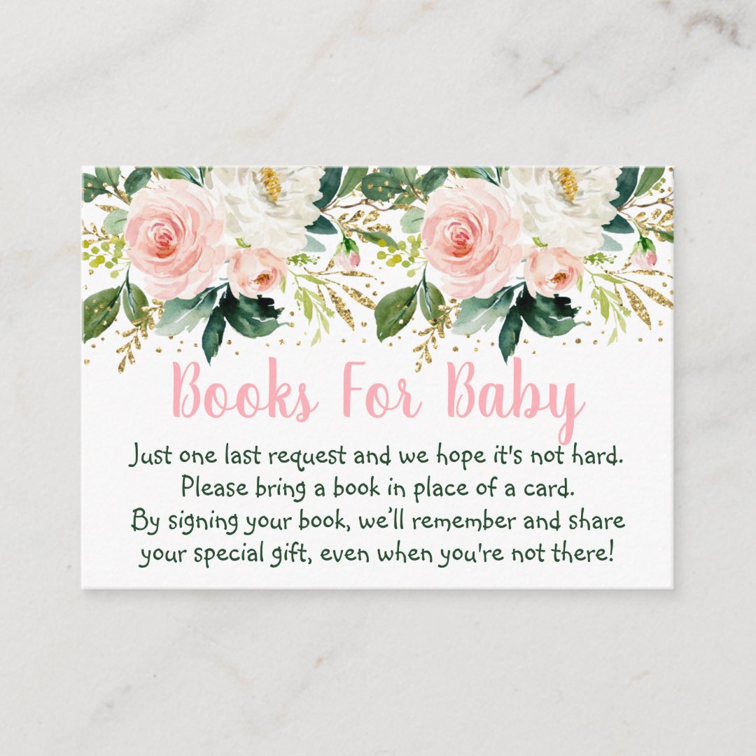 Floral Blush Gold Baby Shower Book Request Enclosure Card Zazzle