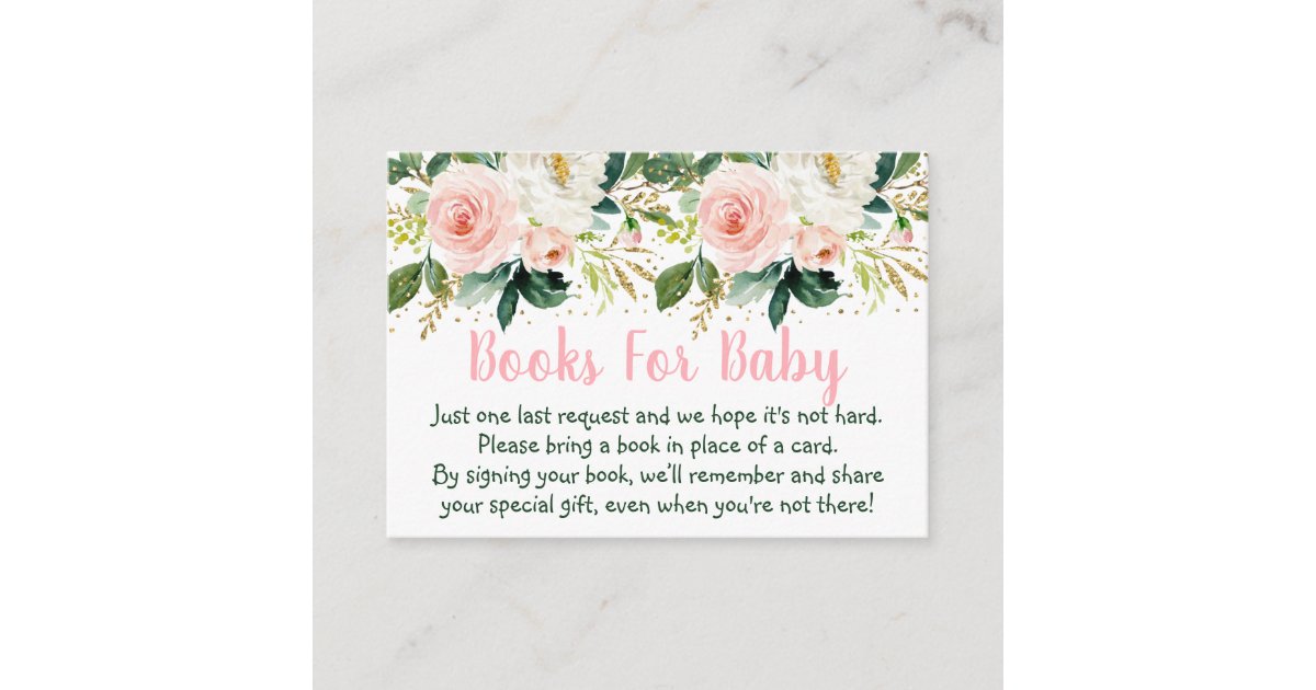 Floral Blush Gold Baby Shower Book Request Enclosure Card Zazzle