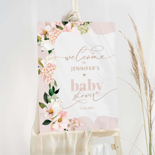Floral blush gold baby shower welcome foam board (Creator Uploaded)