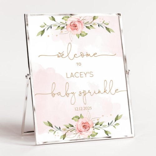 Floral blush gold baby sprinkle welcome foam board