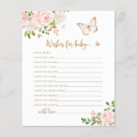 Floral Blush gold butterfly wishes for baby