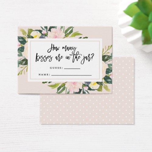 Floral Blush Handwritten Kisses Guessing Card