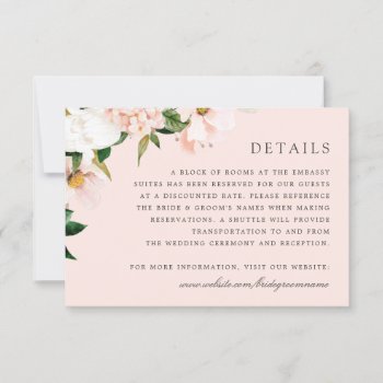 Floral Blush Magnolia Hydrangea Elegant Details Invitation by HannahMaria at Zazzle