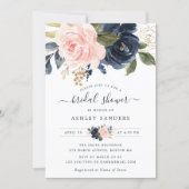 Floral Blush Navy Elegant Bridal Shower Invitation (Front)