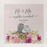 Floral Blush Peonies Trendy Script Mr. and Mrs. Jigsaw Puzzle<br><div class="desc">Floral Blush Peonies Trendy Script Mr. and Mrs. design. A keepsake that you will keep forever. Want this design on a different product? Click on "VIEW ALL PRODUCTS" on the upper left of this description and choose the item that you want. You can then adjust the size of this design...</div>