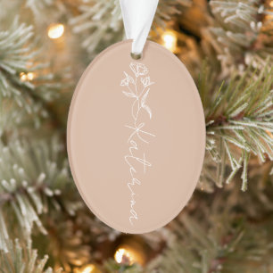 Floral Blush Personalized Name Christmas Ornament